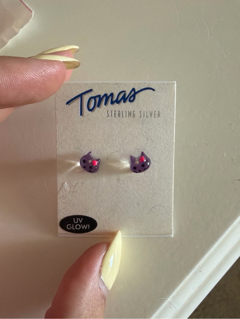Sterling Silver Purple Cat Stud Earrings with Pink Accent